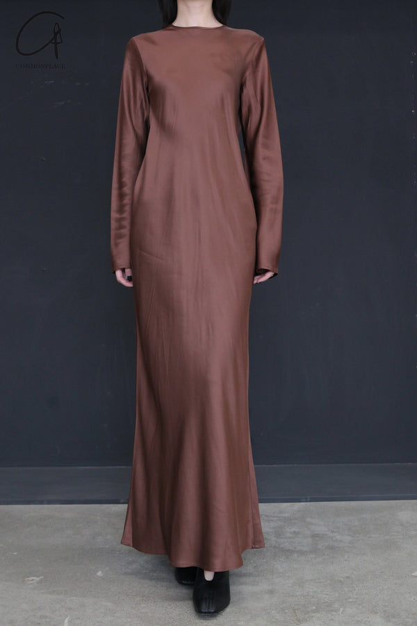 BASERANGE Linen Didin Long Sleeve Dress France BAS-DRDYL-VI-SP24-SHENZONG Dark Brown